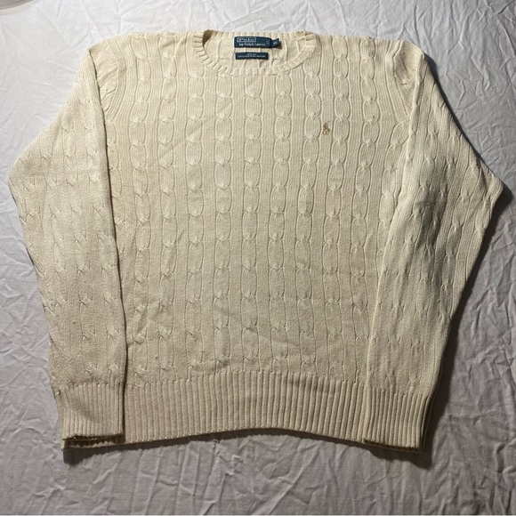 Vintage Ralph Lauren Polo Silk Knit Cream Crewneck sweater - Picture 1 of 6